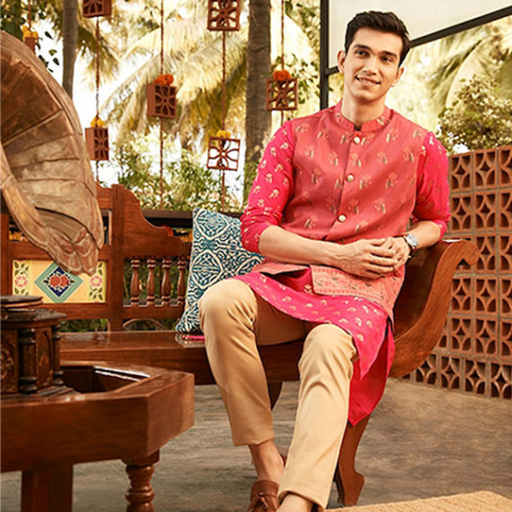 https://zestystyles.in/products/men-magenta-pink-golden-floral-printed-thread-work-floral-kurta-2