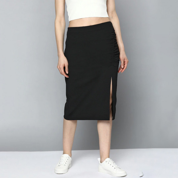 https://zestystyles.in/products/women-black-pure-cotton-solid-ruched-straight-skirt