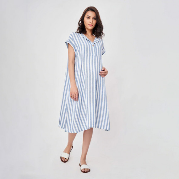 https://zestystyles.in/products/blue-striped-maternity-shirt-midi-dress