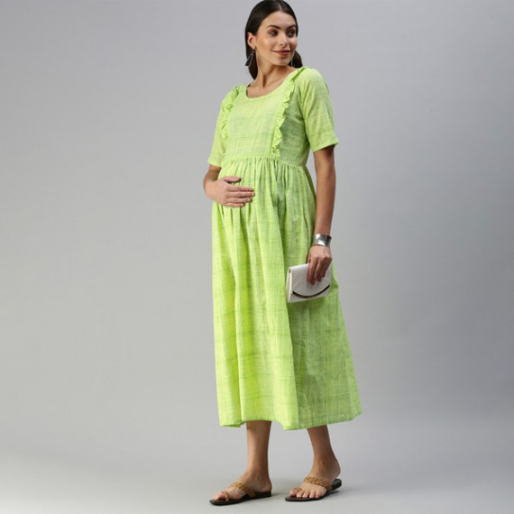 https://zestystyles.in/products/lime-green-woven-design-handloom-maternity-a-line-midi-dress