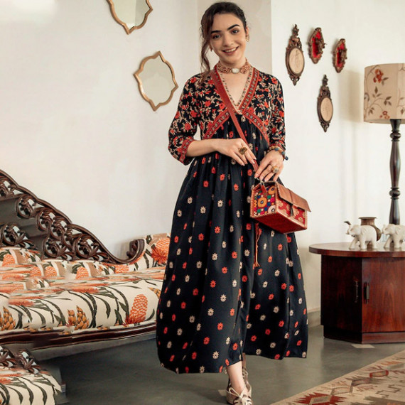 https://zestystyles.in/products/black-orange-ethnic-motifs-printed-maxi-dress